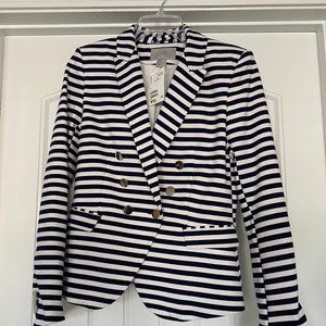 New H&M Navy & White Striped Blazer, Size 10